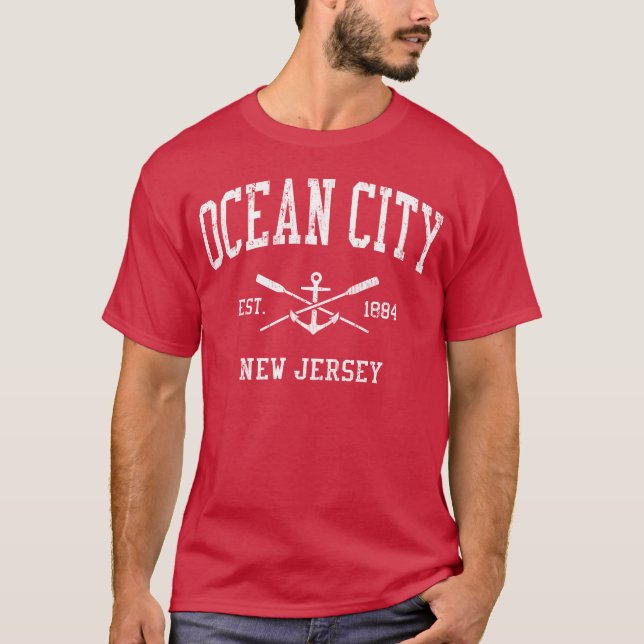 Camiseta Ocean City Nj Crossed Oars Boat Anchor Sports vint (Frente)