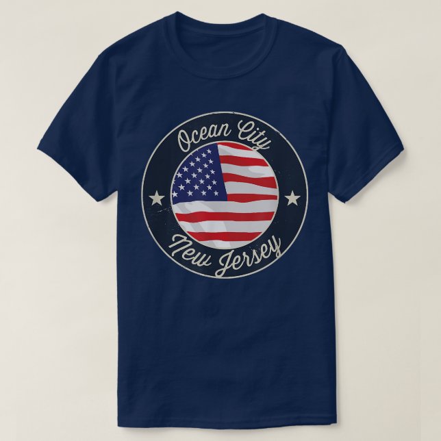 Camiseta Ocean City - Patriotic New Jersey Souvenir T-Shirt (Frente do Design)