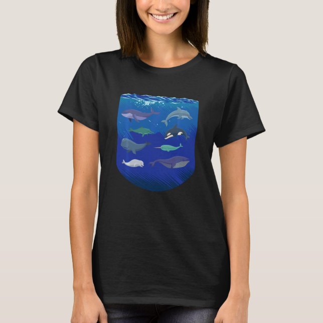 Camiseta Ocean Life  Sea Dolphin Whales bowheads narwhals o (Frente)