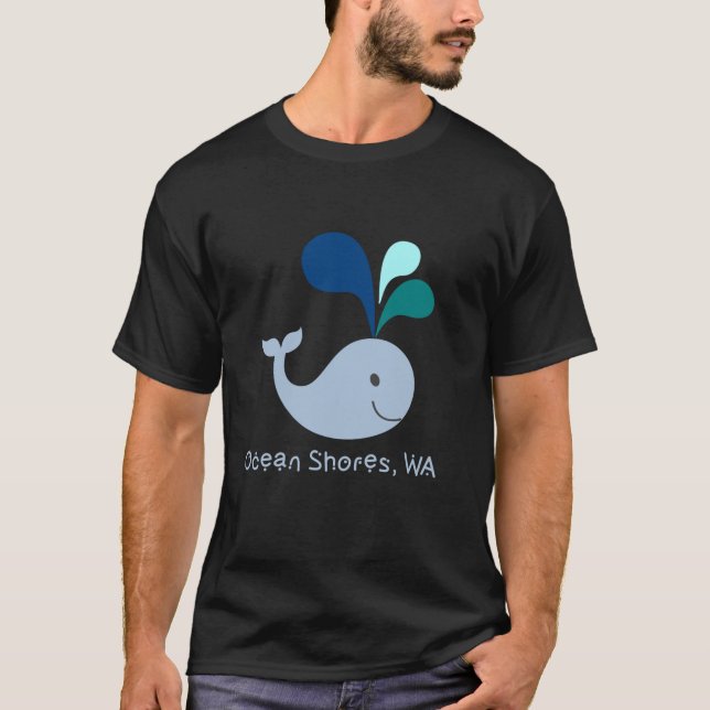 Camiseta Ocean Shores Washington Cute Whale Cartoon (Frente)