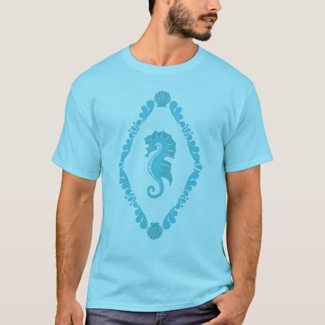 Camiseta Oceano Animal Azul Cavalo-marinho (Frente)