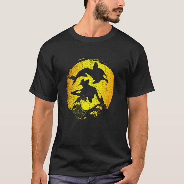 Camiseta Oceano Animal Waves Assassina Baleia Orca Longa Ca (Frente)