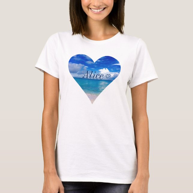 Camiseta Oceano Azul e Céu | Noiva | Tanque de ❤️ (Frente)