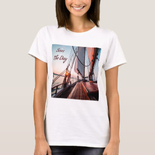 Camiseta Oceano Barco De Navegação No Dia