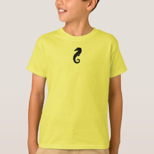 Camiseta Oceano Brilho_Negro-em-Amarelo Cavalo-Marinho