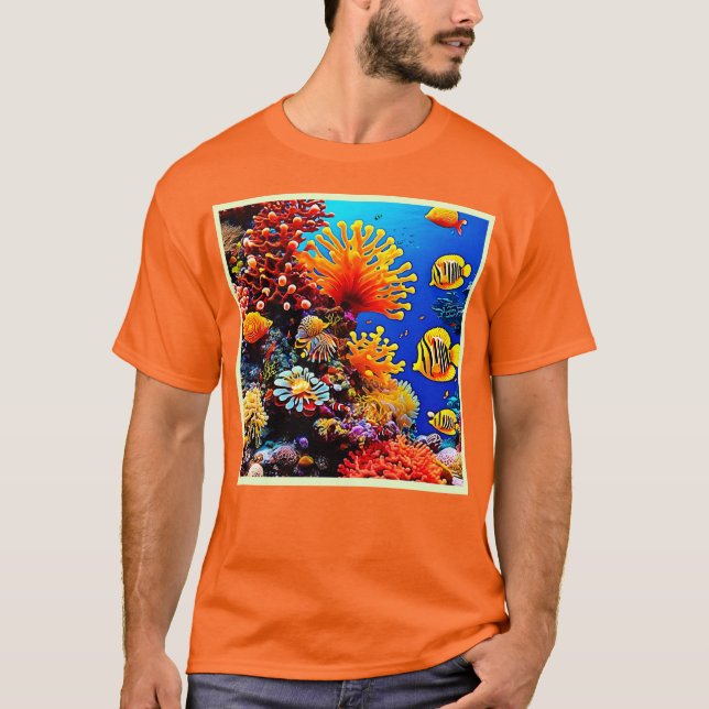 Camiseta Oceano Colorido com Vida Submarina (Frente)
