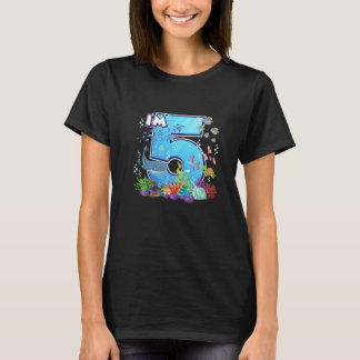 Camiseta Oceano de peixes de baleia marinha eu sou 5 menino