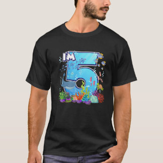 Camiseta Oceano de peixes de baleia marinha eu sou 5 menino
