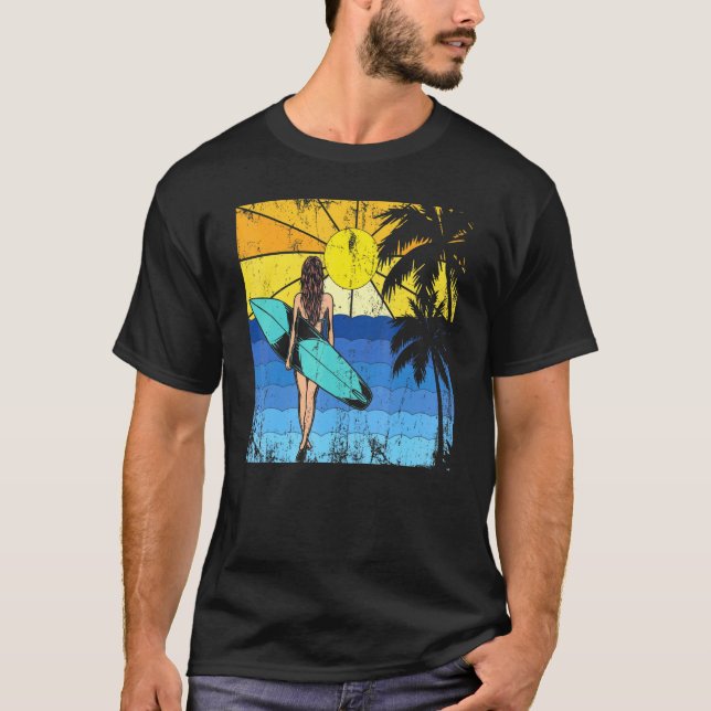 Camiseta Oceano de Surfe de Placa Solar com Surf de Praia T (Frente)