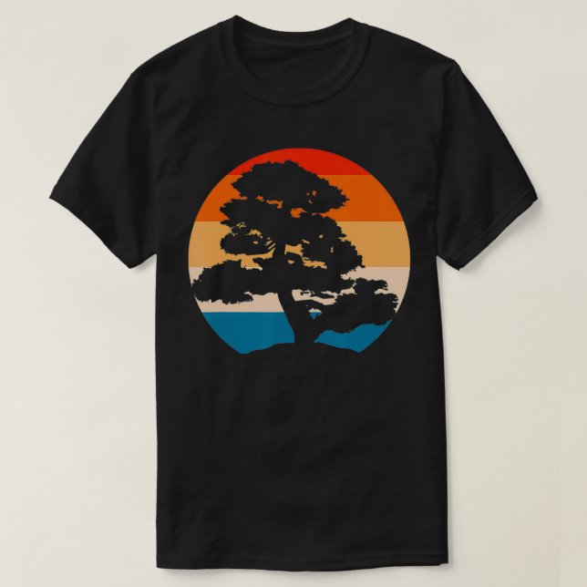 Camiseta Oceano Pacífico Praia de Bonsai Árvore Retro Vinta (Frente do Design)