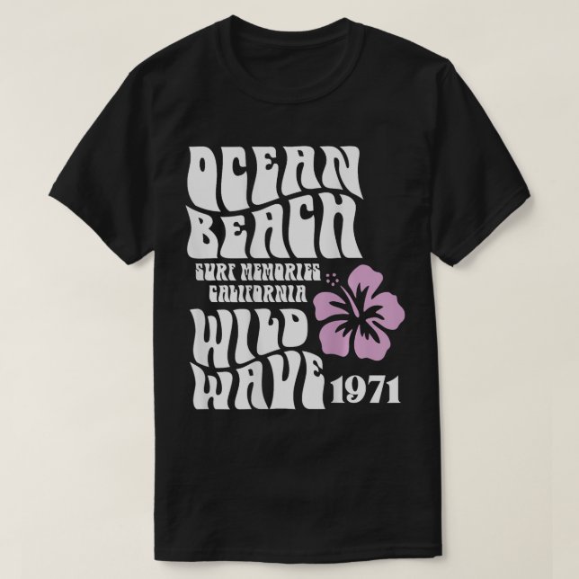 Camiseta oceano praia de ondas selvagens memórias de surfs  (Frente do Design)