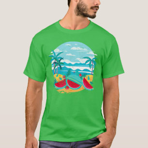 Camiseta Oceano Praia Verão Palmeiras Exótica Melancia