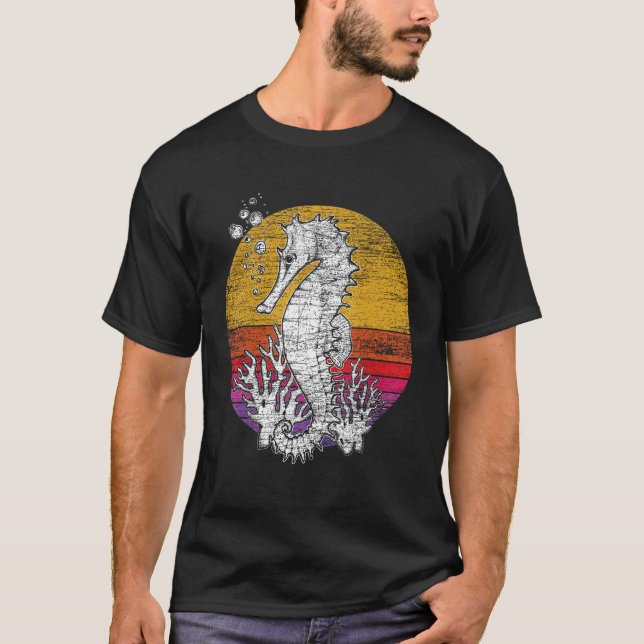 Camiseta Oceano Retro Cavalo-marinho (Frente)