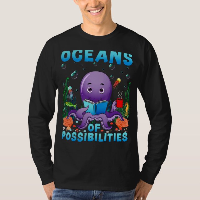 Camiseta Oceanos De Octopus Bonitos De Possibilidades Verão (Frente)