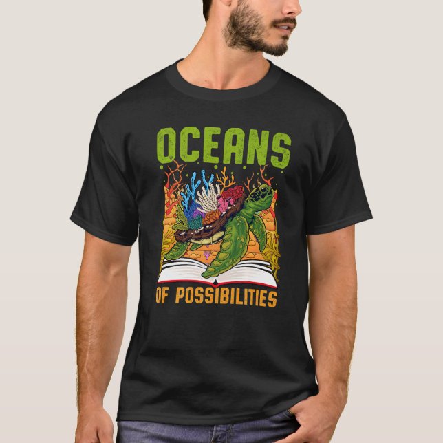 Camiseta Oceanos de Possibilidades de Leitura Bibliotecária (Frente)