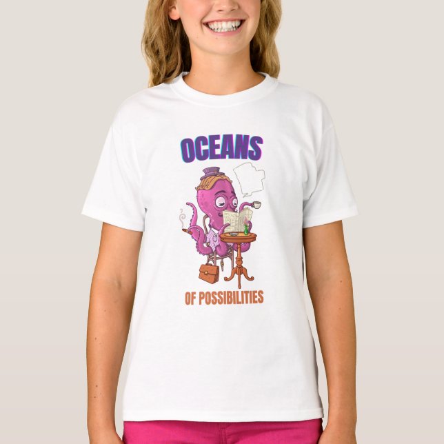 Camiseta Oceanos de possibilidades de leitura no verão (Frente)