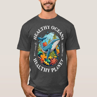 Camiseta oceanos saudáveis planeta saudável EUA 1
