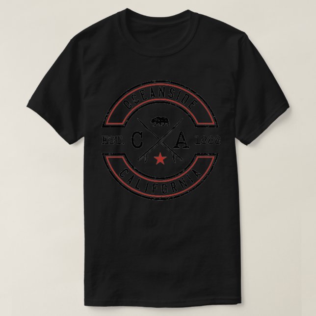 Camiseta Oceanside Beach California CA Surfer B (Frente do Design)