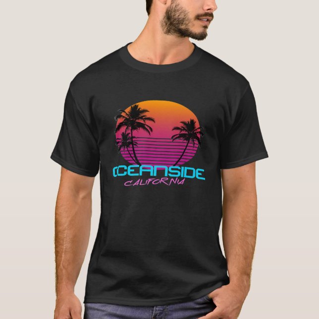 Camiseta Oceanside California Retro 80s Premium (Frente)