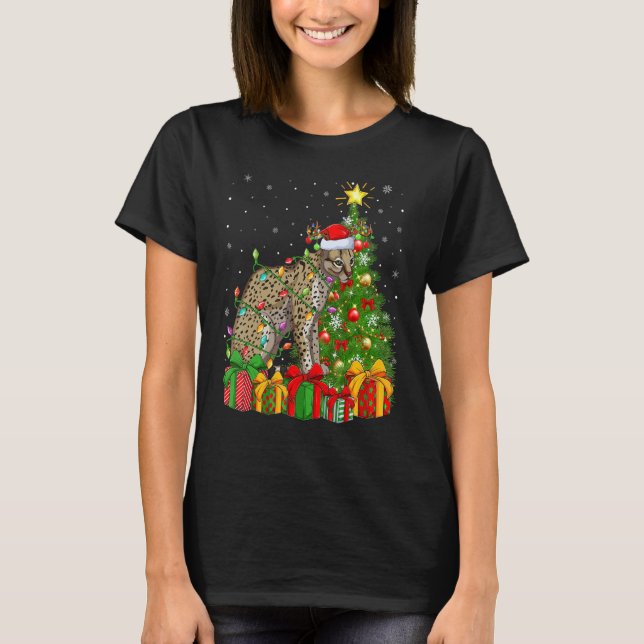 Camiseta Ocelot   Xmas Holiday Santa Ocelot Christmas Tree (Frente)