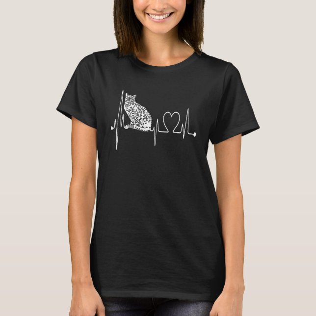 Camiseta Ocicat Cat Heartbeat Ekg I Love My Ocicat Cats (Frente)