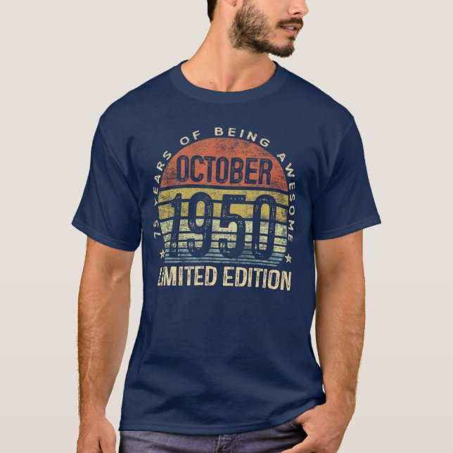 Camiseta October 1950 Limited Edition 75YearOld 75th Birthd (Frente)