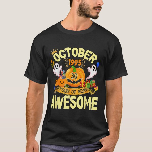Camiseta October 1995 30 Years Of Being Awesome Funny Hallo (Frente)