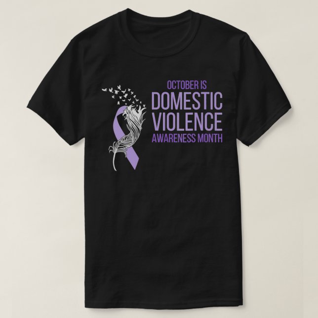 Camiseta October is Domestic Violence Awareness Ribbon And  (Frente do Design)
