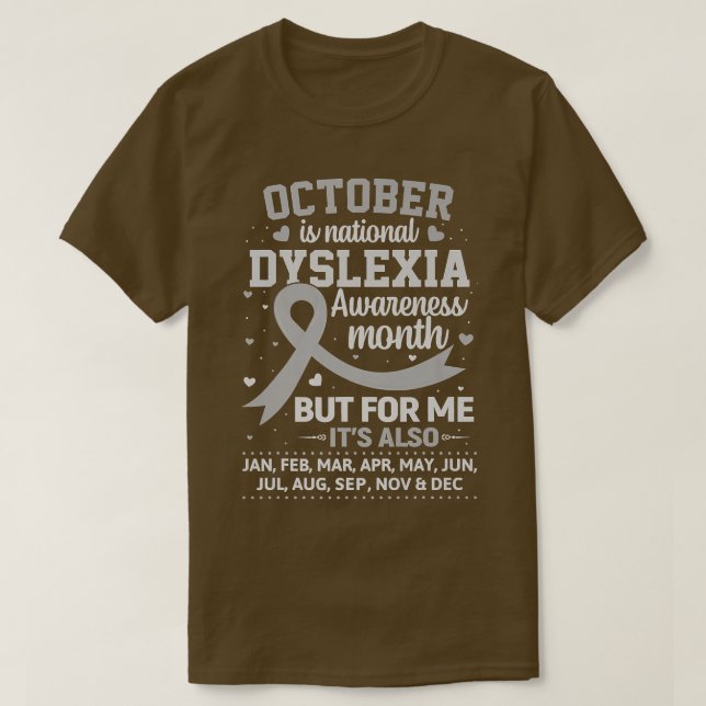 Camiseta October is Dyslexia Awareness Month Shirt Silver R (Frente do Design)