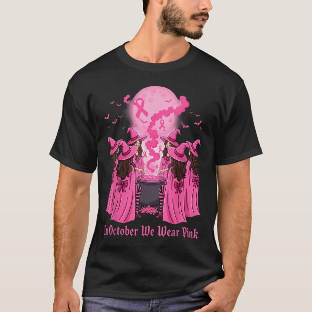 Camiseta October We Wear Nk Witch Halloween Breast Cancer A (Frente)