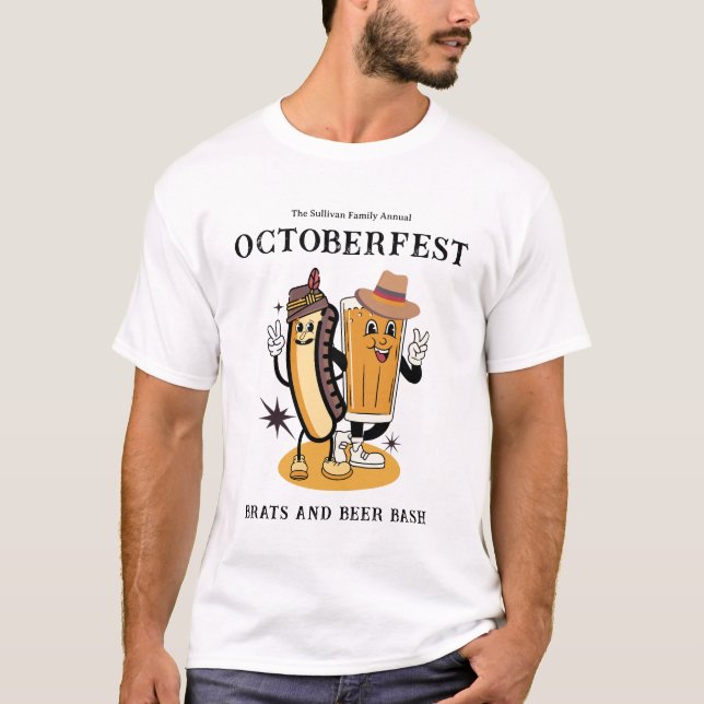 Camiseta Octoberfest Brats Beer Fall Party Retro Men (Frente)