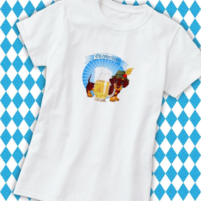 Camiseta Octoberfest Dachshund Tee básico feminino (Criador carregado)