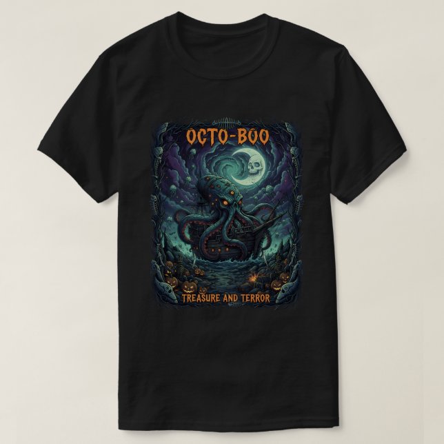 Camiseta OctoBoo T-Shirt Spooky Kraken Halloween (Frente do Design)