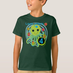 Camiseta Octopus 4th Birthday T shirts e presentes