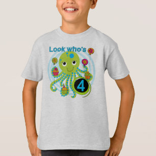 Camiseta Octopus 4th Birthday T shirts e presentes