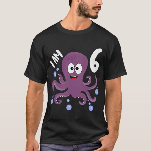 Camiseta Octopus 6 Birthday I Am 6 Sea Creator (Frente)