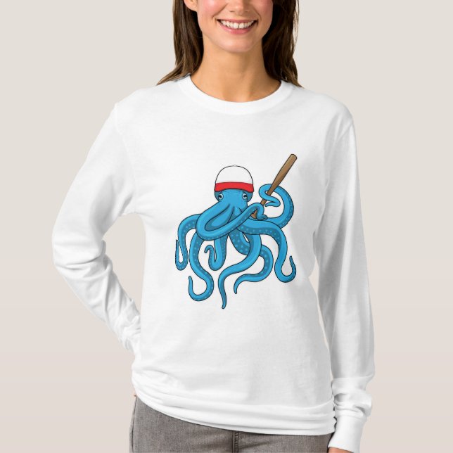 Camiseta Octopus Baco-beisebol (Frente)