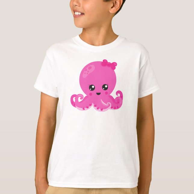 Camiseta Octopus Bonito, Octopus Pequeno, Octopus Bebês, Co (Frente)