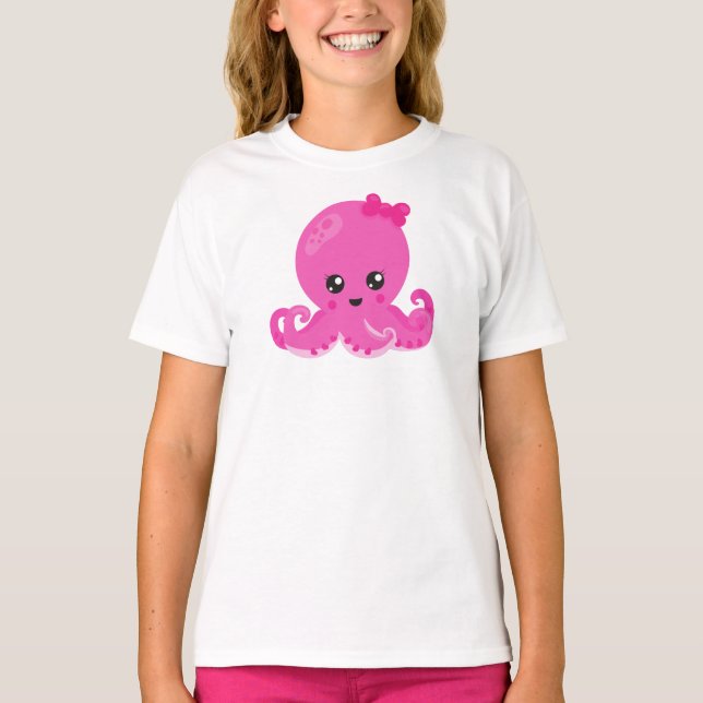Camiseta Octopus Bonito, Octopus Pequeno, Octopus Bebês, Co (Frente)