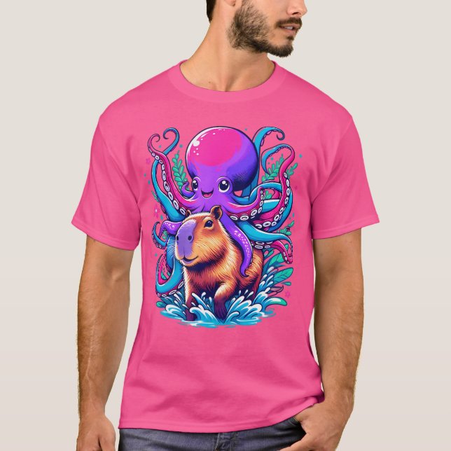 Camiseta Octopus Capybara Lover Funny Octopus Andando Capyb (Frente)