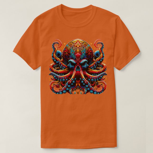 Camiseta Octopus Colorido Aquarista de Animais do Oceano 2 (Frente do Design)