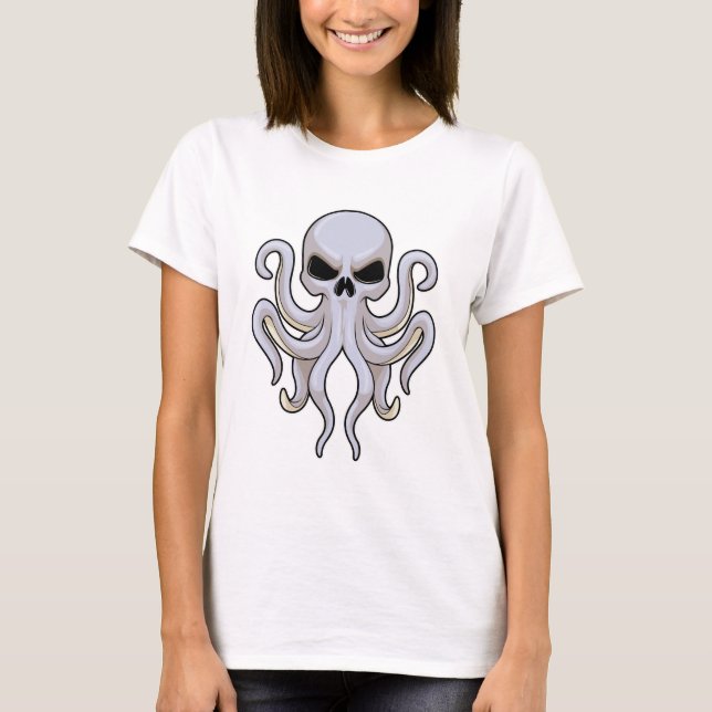 Camiseta Octopus com 8 Braços e Crânio (Frente)