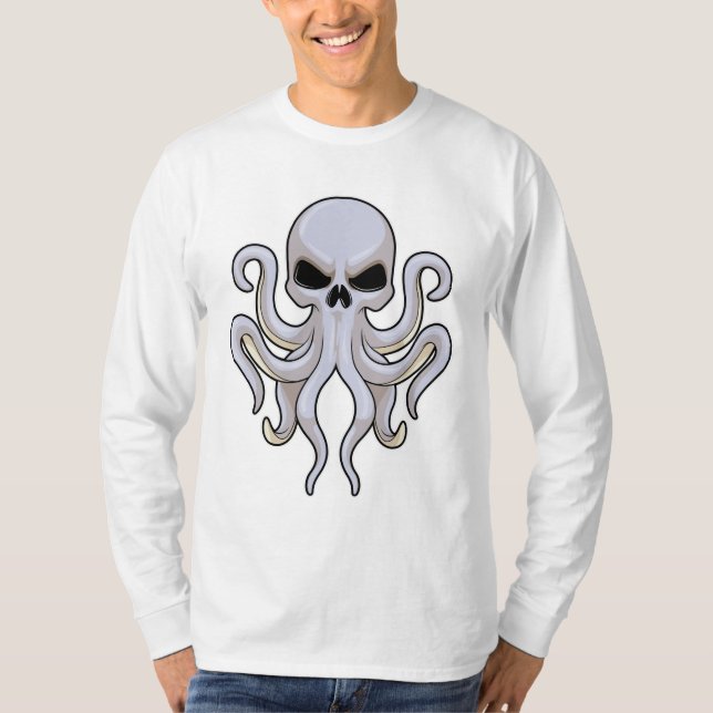 Camiseta Octopus com 8 Braços e Crânio (Frente)
