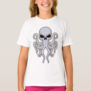 Camiseta Octopus com 8 Braços e Crânio