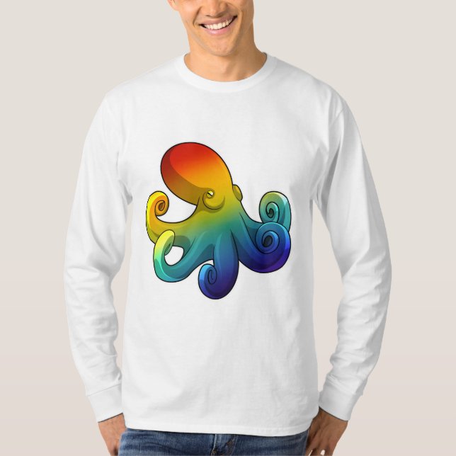Camiseta Octopus com arco-íris (Frente)