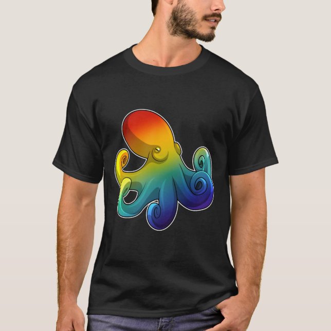Camiseta Octopus com arco-íris (Frente)