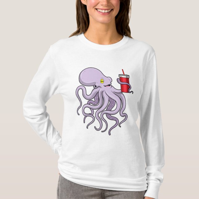 Camiseta Octopus com caneta de Bebendo (Frente)