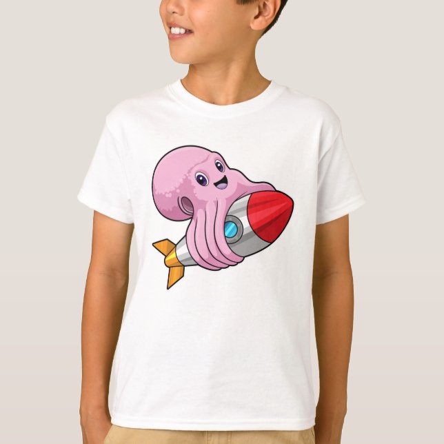 Camiseta Octopus com foguete (Frente)