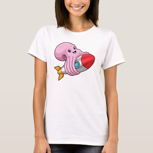 Camiseta Octopus com foguete (Frente)