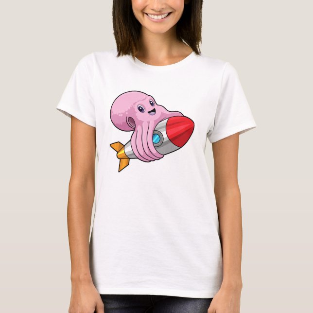 Camiseta Octopus com foguete (Frente)